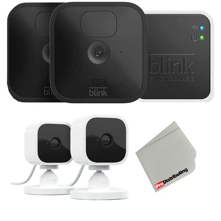 Blink_Outdoor 2 Camera Kit Wireless Security Camera with 2 Indoor Mini Cams Bundle