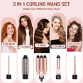 thumbnail image 4 of MAXT 5 in 1 Curling Iron Wand Set Dual Voltage 0.35-1.25" Replaceable Ceramic Wand Curler with Glove & Clips Pink, 4 of 9