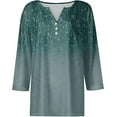 thumbnail image 3 of Womens 3/4 Sleeve T-Shirts V Neck Buttons Tops Neck Cute Tunic Floral Print Tops Basic Tees Blouses Fashion Loose Fit Pullover Casual Basic Shirts, 3 of 4