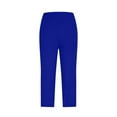 thumbnail image 4 of Ecqkame Summer Women's Yoga Capris Pants Elastic High Waisted Leggings Thin Sports Pants Solid Color Lace Patchwork Tummy Control Running Pants with Pockets 02-Blue XXL, 4 of 6