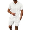 thumbnail image 5 of HBGVBA Men Summer Sport Set Color Blocked Casual Lapel Short Sleeve Shorts Breathable Fashion Outfit Set, 5 of 5