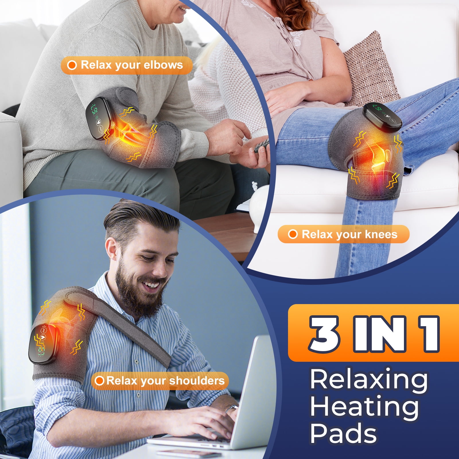 SUWU  Heated Knee Brace to Keep Knee Warmers, Heated Knee Massagers for Pain Relief, Portable Knee Heating Pad Brace for Shoulder or Elbow