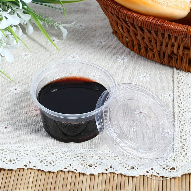 Plastic Disposable Food Container Sauce Cup with Lid (1-4 oz