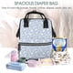 thumbnail image 5 of Easygdp Gray White Floral para Bolsa de Bebé de Gran Capacidad con Múltiples Bolsillos, Bolsa de Pañales para Padres, Bolsa de Viaje Organizada y Elegante, 5 of 6