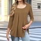 thumbnail image 2 of Tops de otoño para mujer,Camiseta estampada de talla grande para mujer, blusa informal de manga 3/4, poliéster, cuello redondo, para usar en casa, sopatenor, 2 of 8