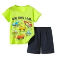 thumbnail image 3 of Hiijoy Toddler Boys Casual Outfits Excavator Print Short Sleeve T-Shirt Shorts Summer Clothes Set, Sizes 4-5T, 3 of 3