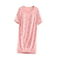 thumbnail image 2 of QUINDOS Womens Pajamas One Piece Mid Length Nightgowns for Women Padded Short Sleeve Sleep Shirt Casual Crew Neck Print Sleepwear Night Dress, 2 of 9