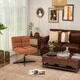 thumbnail image 6 of Costway Armless Office Desk Chair Modern Swivel Vanity Chair with Adjustable Height Brown, 6 of 11