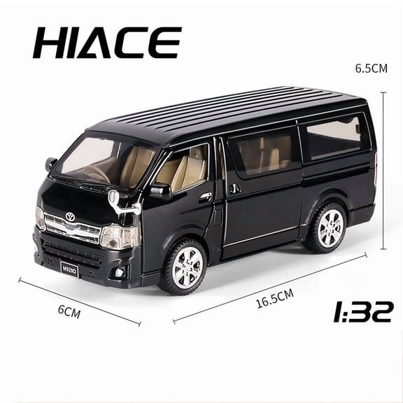 1/32 Scale Hiace MPV Zinc Alloy Car Model Toys Diecast Van Simulated Business Vehicles Light Sound Toys for Child Birthday Gifts