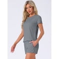 thumbnail image 3 of DARING DIVA Ribbed Knit Pajama Set Soft Short Sleeve Top M Grey, 3 of 7