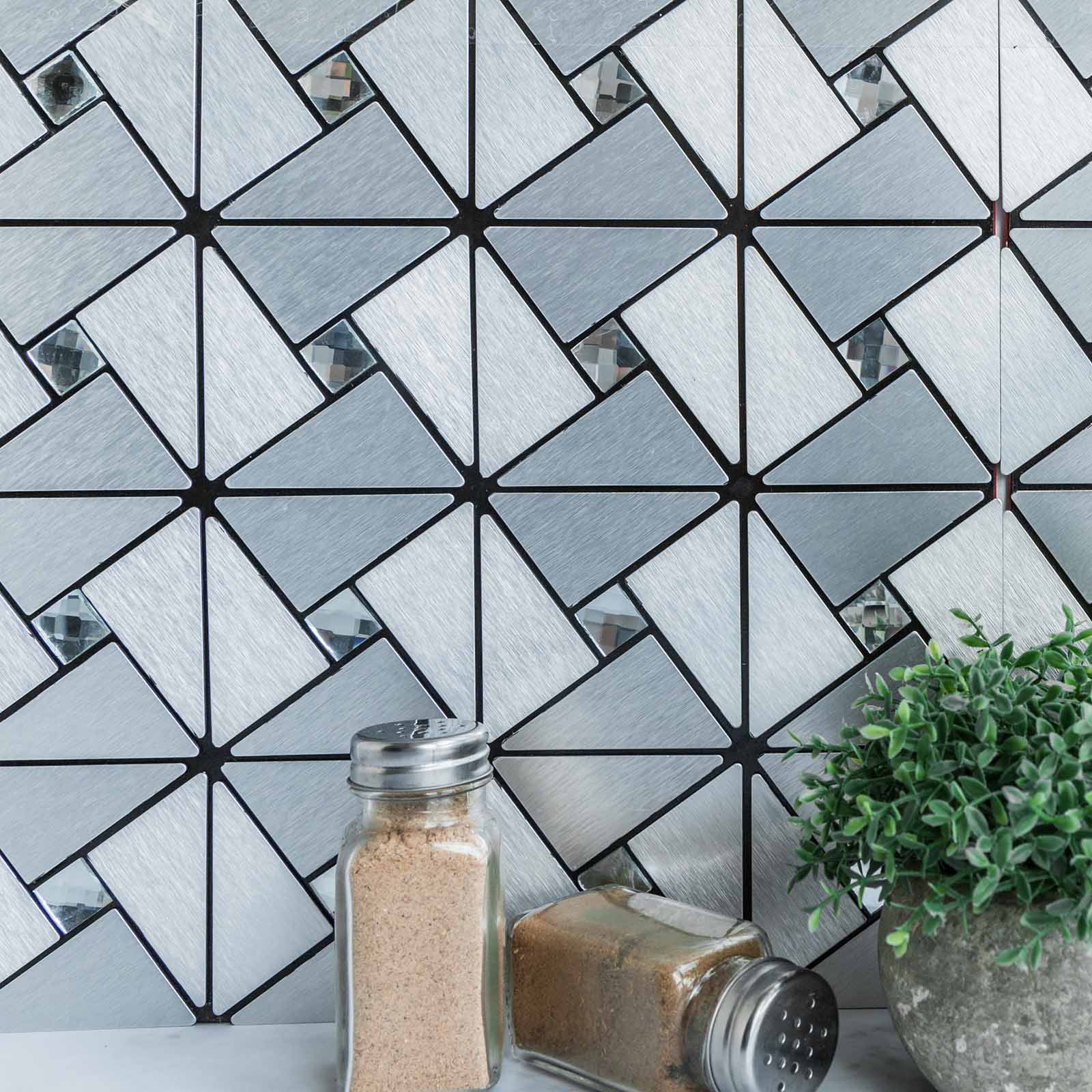 Efavormart 10 Pack Self-adhesive Metal Backsplash Peel & Stick Abstract Design Wall Tile With Rhinestones - 12 Efavormart 10 Pack Self-adhesive Metal Backsplash Peel & Stick Abstract Design Wall Tile With Rhinestones - 12