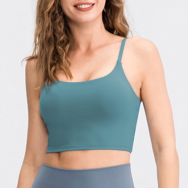 TFixol Sujetador deportivo para mujer Spaghetti extraíble acolchado inalámbrico elástico transpirable Cami