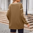 thumbnail image 4 of Oversized Sweatshirts for Women 2025 Fall Long Sleeve Crewneck Side Slit Color Block Sweatshirt Pullover Tops, 4 of 6