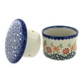 thumbnail image 2 of Blue Rose Polish Pottery Garden Bouquet French Butter Dish, 2 of 2