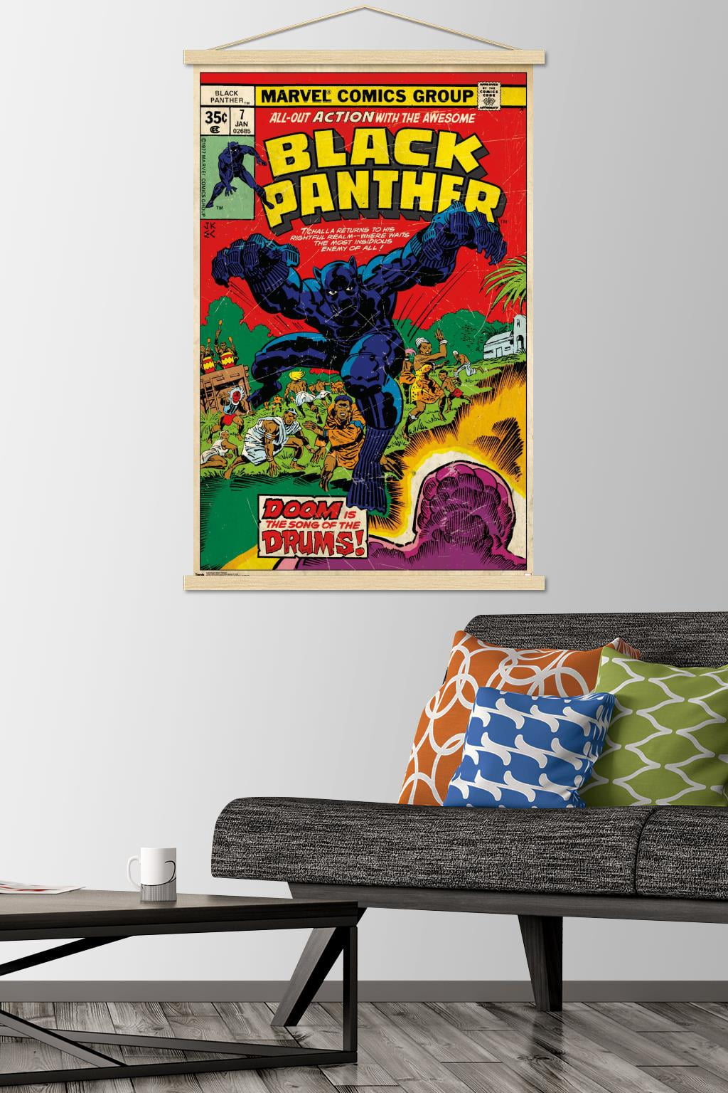 Marvel Comics - Black Panther - Cover #7 Wall Poster with Wooden Magnetic Frame, 22.375" x 34"