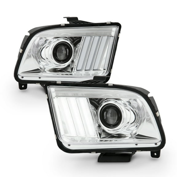 AKKON - Fits 2005-2009 Ford Mustang [Halogen Type] Projector Headlamps LED Tube Headlights Pair Left   Right