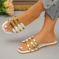 thumbnail image 5 of Willtoo Women's Wide Width Flat Slides Sandals Cut Out Dressy PU Leather Slip on Flats Trendy Summer Casual Shoes, 5 of 6