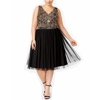 NWT Adrianna Papell Plus Size Beaded Bodice Tulle A-Line Party Dress, Black 14W