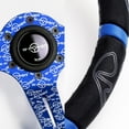 thumbnail image 2 of W-Power 14" Black Alcantara Double Blue Stripe 4" Deep Dish Ultra Steering Wheel, 2 of 6