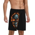 thumbnail image 6 of Mens Pajama Shorts, Flame Metal Skull Sleep Shorts Men Pajama Bottoms Lounge PJ Shorts with Pockets, 6 of 6