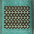 thumbnail image 1 of Ahgly Company Indoor Square Oriental Turquoise Blue Industrial Area Rugs, 7' Square, 1 of 4