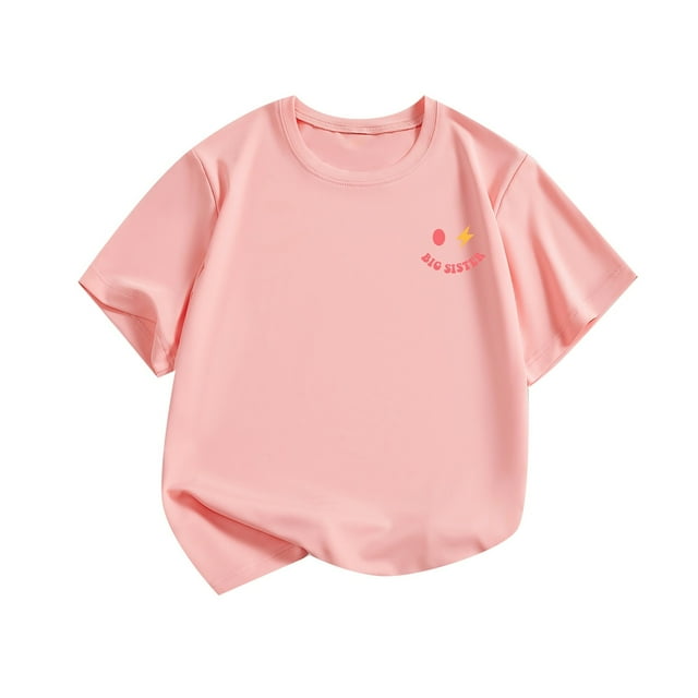 LYHaoo T-Shirt Décontracté à Manches Courtes pour Enfants, T-Shirt à Col Rond avec Imprimé de Lettres pour la Journée, T-Shirts Décontractés Tailles 3-4 Ans