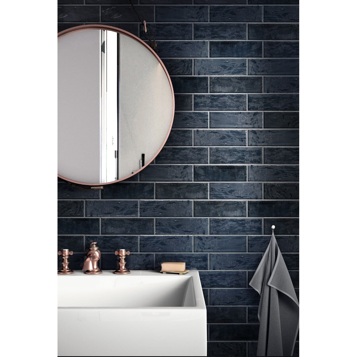 Apollo Tile   Dark Blue 2.58-in. x 8-in. Polished Ceramic Subway Tile (5.38 Sq ft/case)