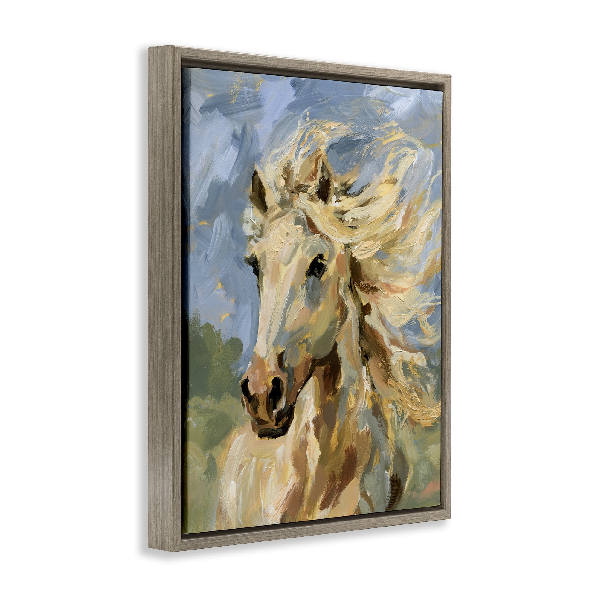 Stupell Industries Windswept Horse Mane Animals Painting Brown Floater Framed Canvas Art Print Wall Art, 17 x 21
