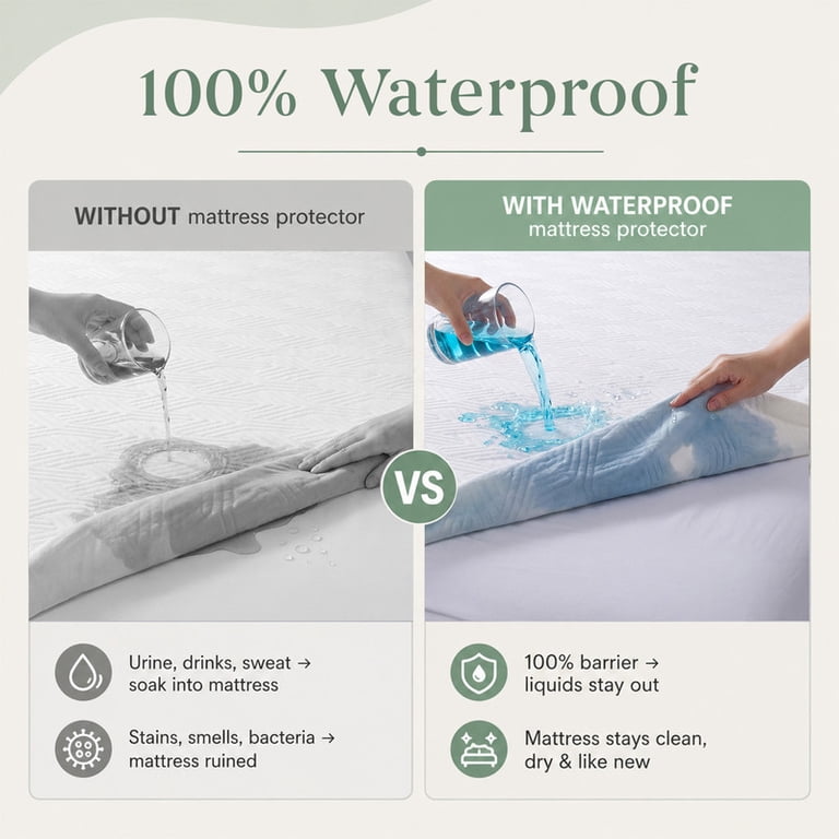 Vccoem Queen Waterproof Mattress Protector, Quilted photo 6