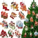 thumbnail image 2 of 12-24 piezas de adornos de madera de Papá Noel para colgar en el árbol de Navidad, estilo granja, suministros para fiestas navideñas, 2 of 5