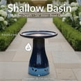 thumbnail image 6 of Sunnydaze Classic Freestanding Ceramic Outdoor Bird Bath, UV-Resistant Dark Blue Finish, 6 of 12