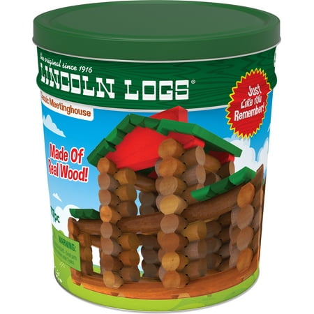 UPC: 0744476008428 | Lincoln Logs Classic Meetinghouse 117 All Wood Pieces Collectible Tin