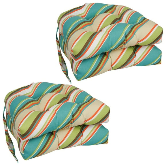 Blazing Needles 16-inch Spun Polyester Outdoor U-shaped Tufted Chair Cushions (Set of 4) 916X16US-T-4CH-OD-103