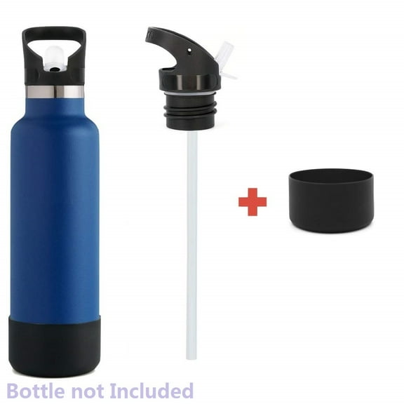Sport Accessory Bundle for Hydro Flask Standard Mouth Bottle. Includes One Straw Lid & Straw and One Silicone Boots (Compatible with HydroFlask 18, 21, 24 oz Double Wall Water Bottle).