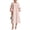 Pink, variant on Women's Cotton Linen Midi Dress 3D Floral Lantern Sleeve Round Neck Button Front A Line Loose Fit French Style Long Dress Casual Elegant Summer Navy L