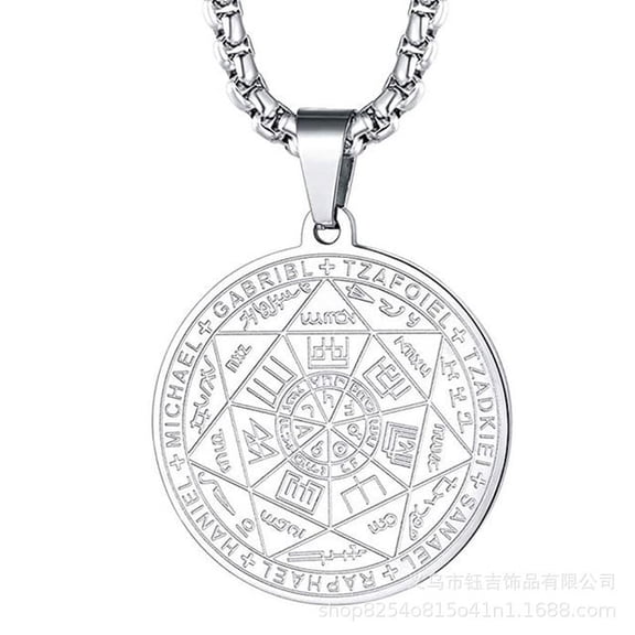 1pc Men's Fashion Retro Seven Archangels Solomon Seal Talisman Pendant Necklace Accessories