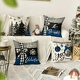 thumbnail image 4 of Sm:)e Merry Christmas Joy Xmas Trees Blue and Black Throw Pillow Covers, 18 x 18 Inch Christmas Winter Holiday Cushion Case Decoration for Sofa Couch Set of 4, 4 of 6