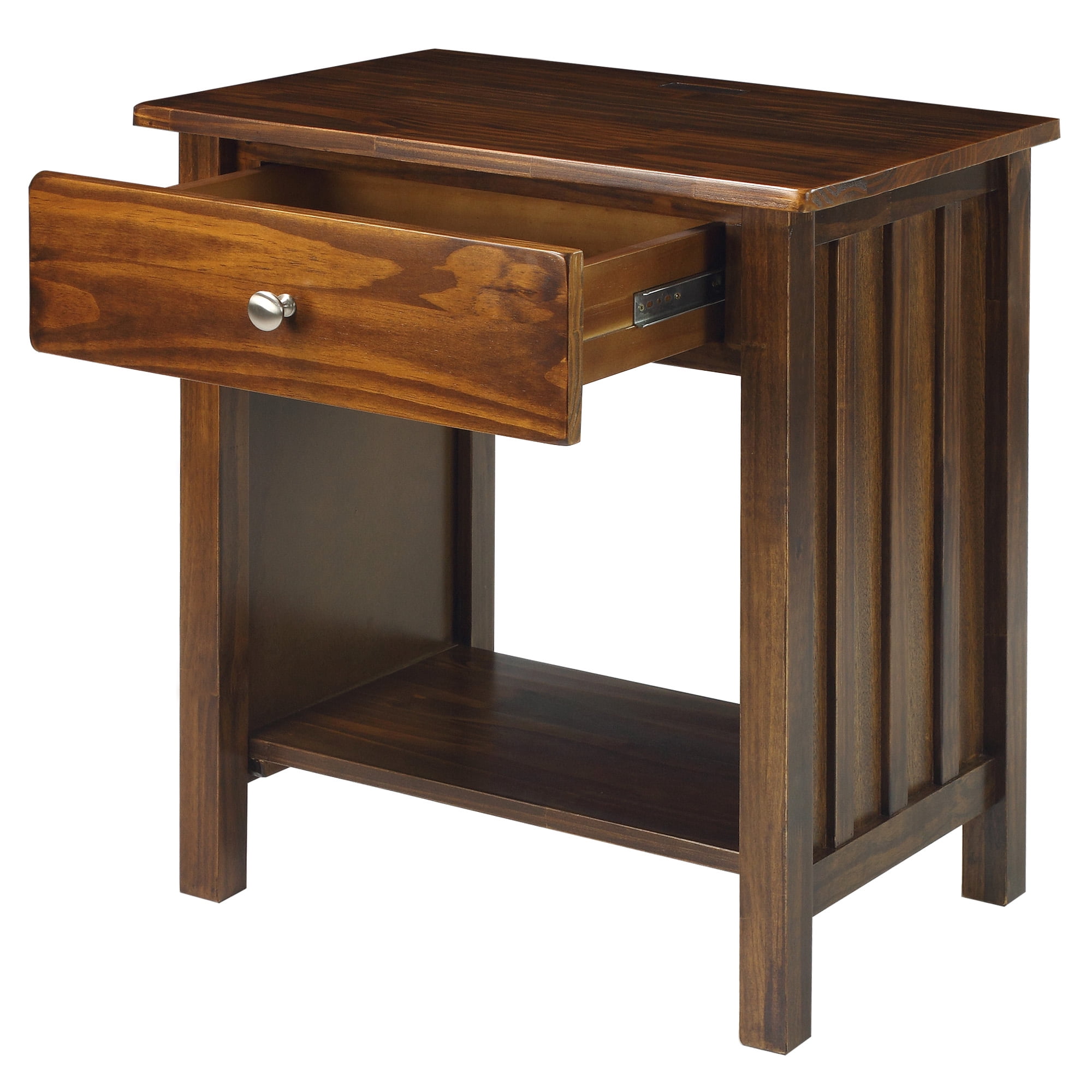 Casual Home Vanderbilt Nightstand with USB Port, Warm Brown