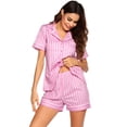 thumbnail image 3 of EKOUAER Women's Pajama Sets 2 Piece Short Sleeve Button Down Tops and Pants Pj Set V Neck Sleepwear Loungewear Chest Pocket, 3 of 6