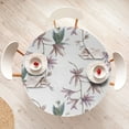 thumbnail image 4 of Ambesonne Flowers Fitted Round Tablecloth, Innocent Leaves Exotic Art, 45"- 56" Diameter, Almond Lilac and Grey Teal, 4 of 5