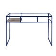 thumbnail image 5 of Tcbosik Modern Glass Writing Desk with Storage Shelf, 48” Home Office Computer Table with Metal Frame in Blue, for Bedroom, Study, Living Room, 5 of 11