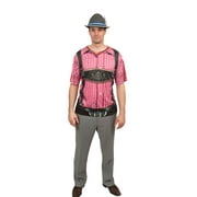 Oktoberfest Haus 3-D Realistic Lederhosen Dry Fit Adult T Shirt with Faux Red Checkered Pattern - XXXL