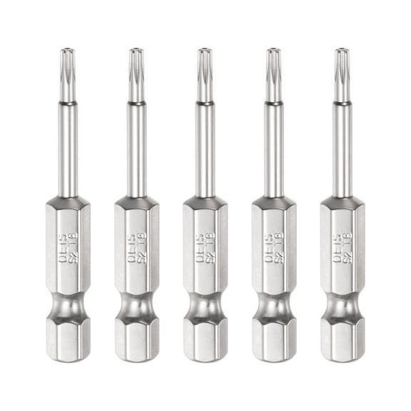 Uxcell 5Pcs Security Torx Bit 1/4" Hex Shank 2" Long Drill Bits T8 Torx Star S2 Steel Tamper Resistant Screwdriver Bit