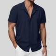 thumbnail image 2 of Busydd Mens Dress Shirts Casual Classic Solid Color Button Down Shirt Men Short Sleeve Turndown Collar Business Tops S, 2 of 9