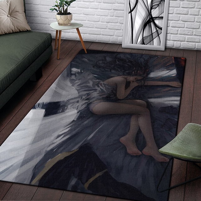 Hermosa alfombra bivariada con pintura de fantasmas para sala de estar, área grande, decoración del hogar bohemia suave negra100x120cm (39x47 pulgadas)100x120cm (39x47 pulgadas) zhangmengya unisex