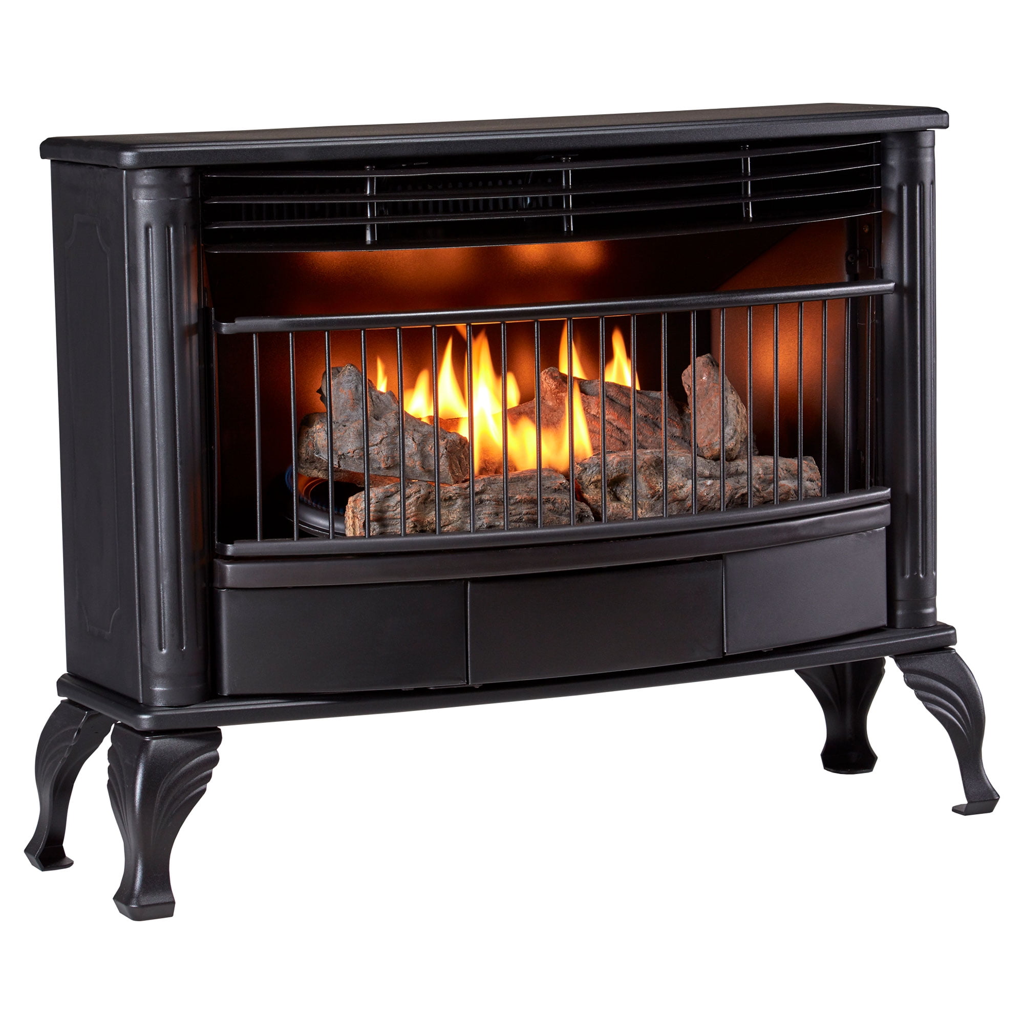 ProCom Ventless 25,000 BTU Dual Fuel Fireplace w/ Thermostat Control, Black  - Walmart.com