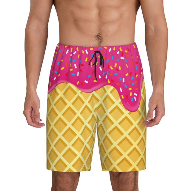 Fotbe Red Ice Cream Pantalones Cortos de Pijama para Hombre, Ropa de Dormir, Pantalones de Pijama Cortos para Hombre-X-Large