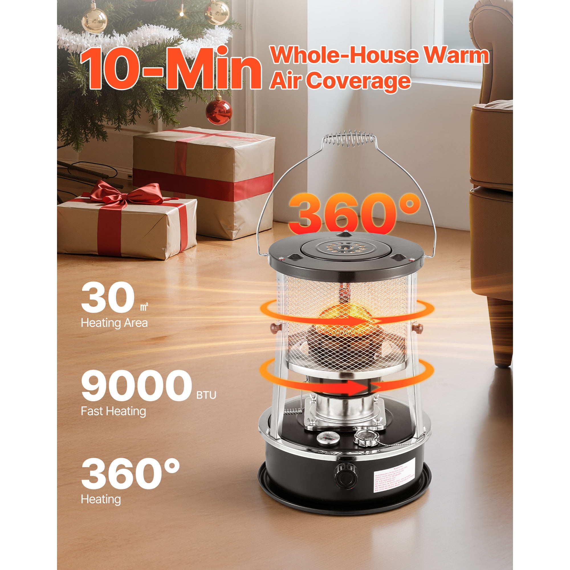 KFFKFF 9000 BTU Portable Kerosene Heater and Stove, 2-in-1 Indoor and Outdoor Non-Electric Heating Solution with Adjustable Height and Flame Control, Compact Design for Camping, Cooking, Home