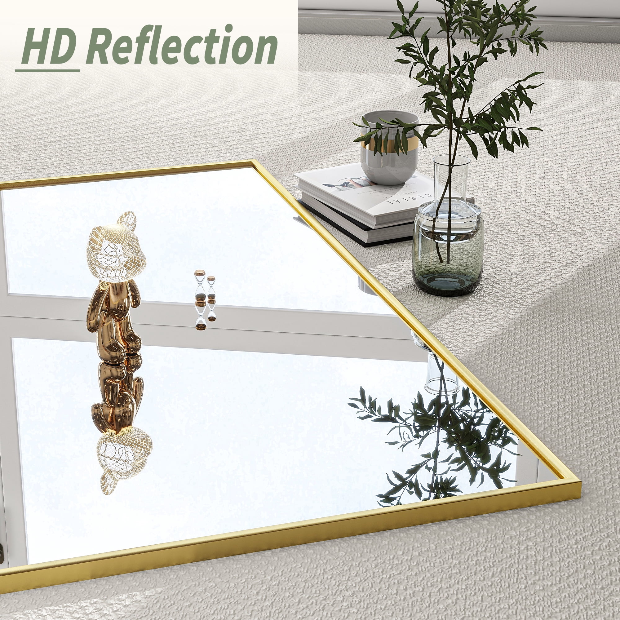 Anyrose 71"x 30" Full Length Mirror Rectangular Floor Standing Mirror Wall Mounted, Gold