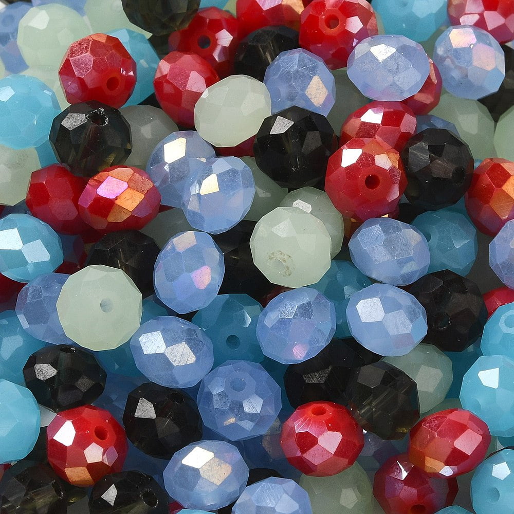 Glass Beads Faceted Rondelle Light Steel Blue 10x8mm Hole: 1mm about 560pcs/500g
